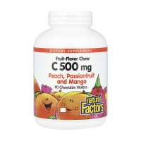 Таблетки Natural Factors Vitamin C 500 mg - 90 Chewable Wafers Peach Passion Fruit and Mango 2023-10-6545