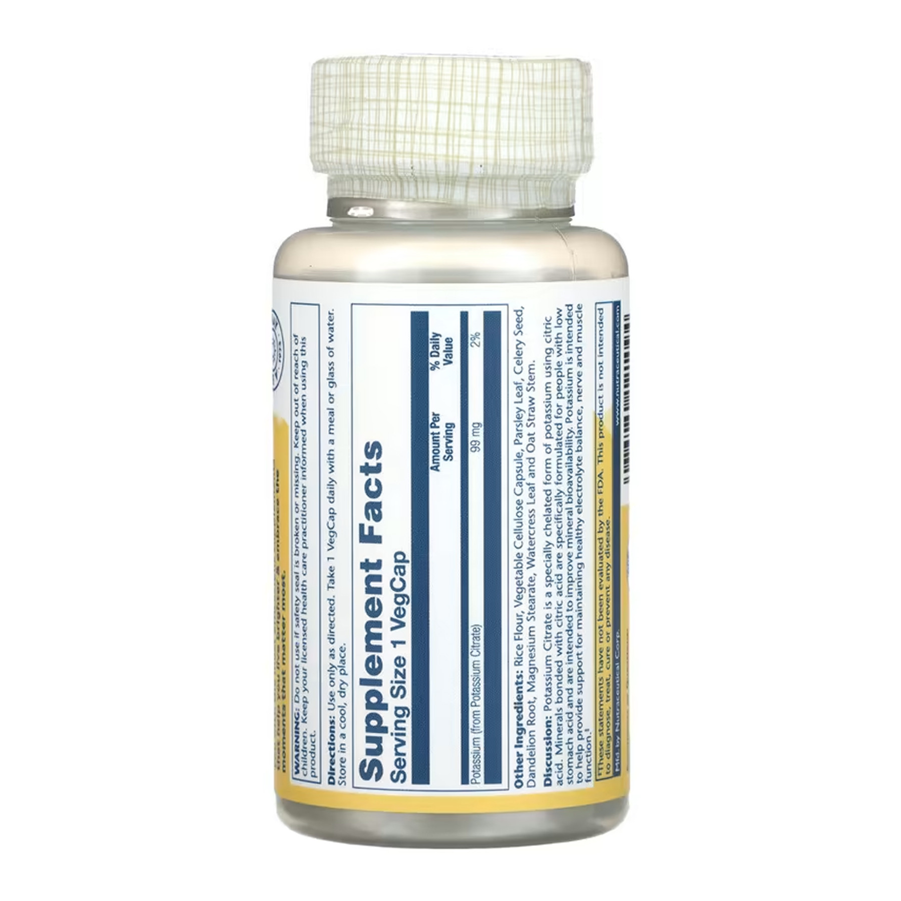 Капсули Solaray Potassium 99mg - 60 vcaps 2023-10-6770