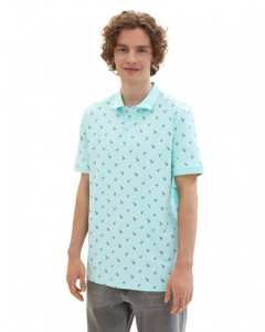 Поло Men's Polo Shirt with Palm Pattern 1042114ХХ35504 Tom Tailor L Блакитний 1042114ХХ35504