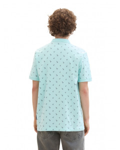 Поло Men's Polo Shirt with Palm Pattern 1042114ХХ35504 Tom Tailor L Блакитний 1042114ХХ35504