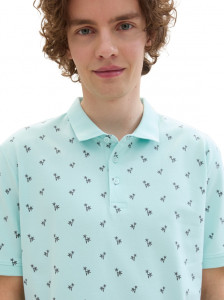 Поло Men's Polo Shirt with Palm Pattern 1042114ХХ35504 Tom Tailor L Блакитний 1042114ХХ35504