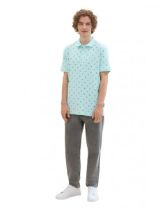 Поло Men's Polo Shirt with Palm Pattern 1042114ХХ35504 Tom Tailor L Блакитний 1042114ХХ35504