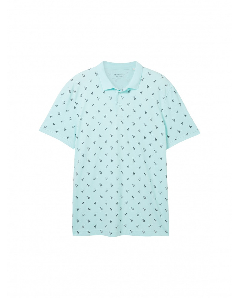 Поло Men's Polo Shirt with Palm Pattern 1042114ХХ35504 Tom Tailor L Блакитний 1042114ХХ35504