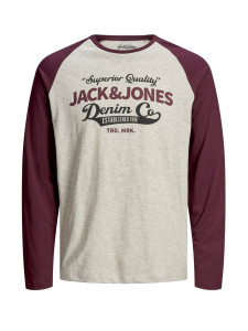 Футболка з довгими рукавами JJERAGLAN LOGO TEE L/S NOOS 12172365 Port Royale Jack&Jones M Бордовий 12172365PORTROYALE