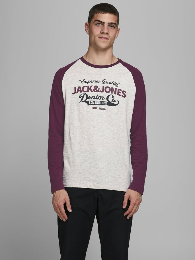 Футболка з довгими рукавами JJERAGLAN LOGO TEE L/S NOOS 12172365 Port Royale Jack&Jones M Бордовий 12172365PORTROYALE