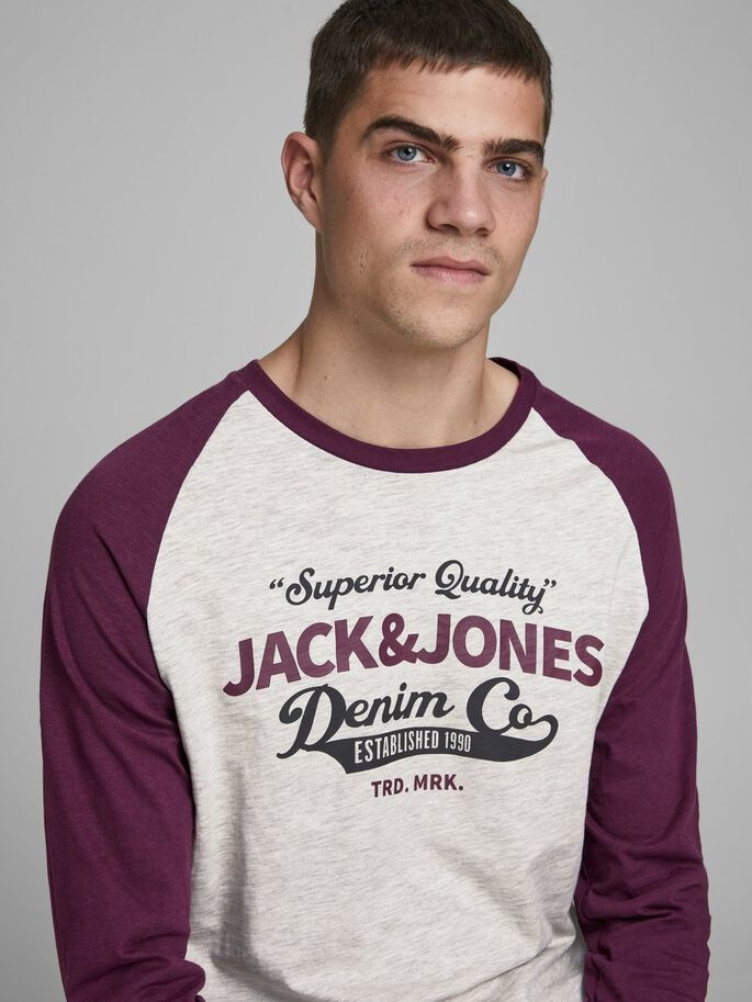 Футболка з довгими рукавами JJERAGLAN LOGO TEE L/S NOOS 12172365 Port Royale Jack&Jones M Бордовий 12172365PORTROYALE