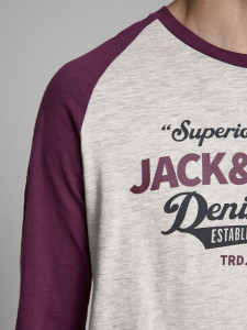 Футболка з довгими рукавами JJERAGLAN LOGO TEE L/S NOOS 12172365 Port Royale Jack&Jones M Бордовий 12172365PORTROYALE
