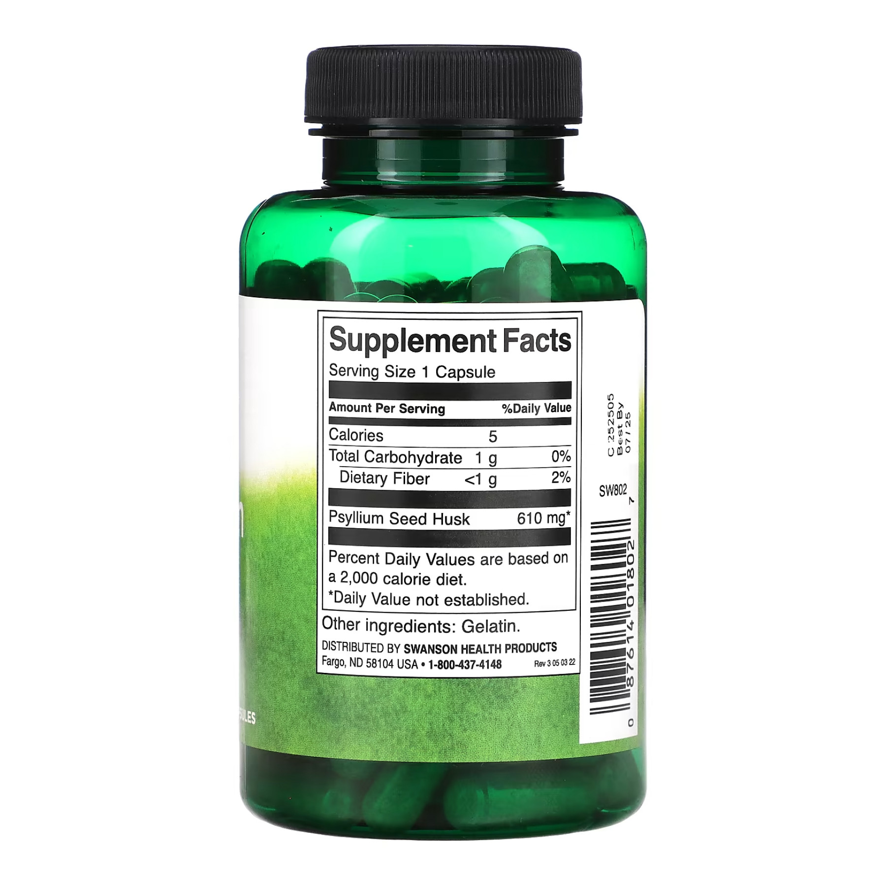 Капсули Swanson Psyllium Husks 610mg - 100 caps 2023-10-4071