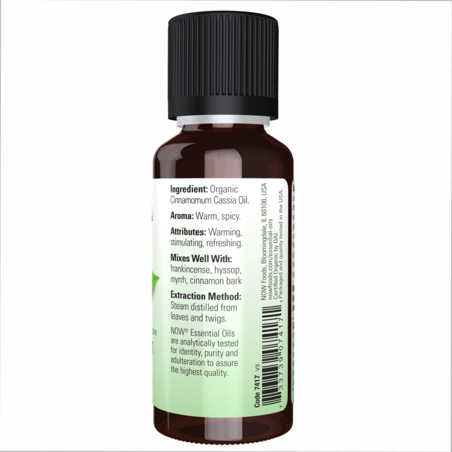 Рідина Now Foods Org Cinnamon Cassia Oil - 30ml (1fl.0z) (Пошкоджена етикетка) 2023-10-3339