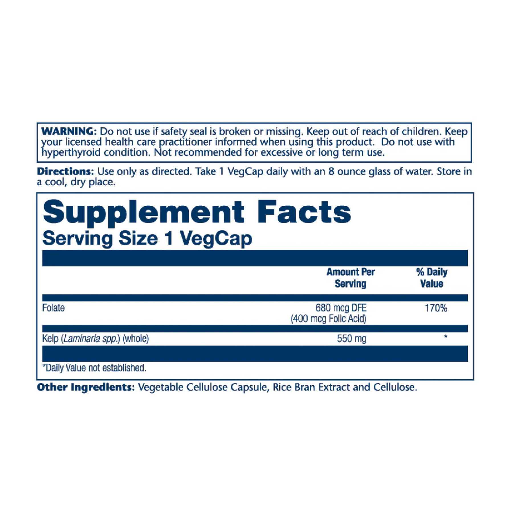 Капсули Solaray Kelp Seaweed 550mg - 100 vcaps 2023-10-4422