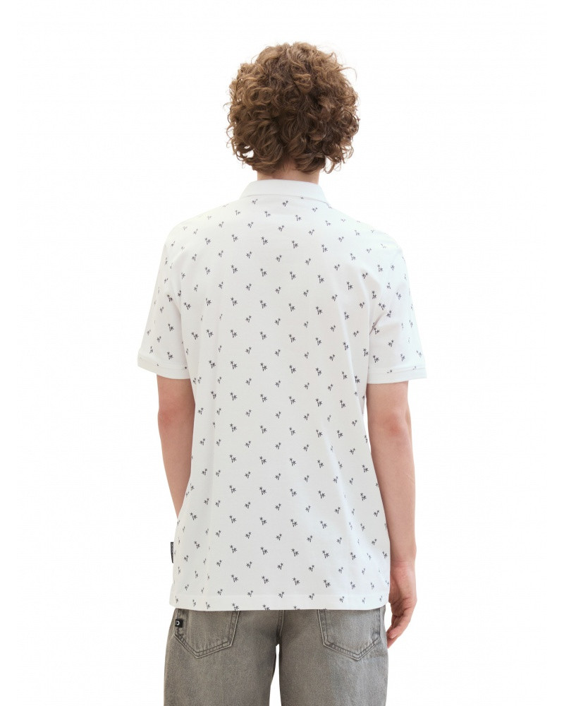 Поло Men's Polo Shirt with Palm Pattern 1042114ХХ35505 Tom Tailor L Білий 1042114ХХ35505