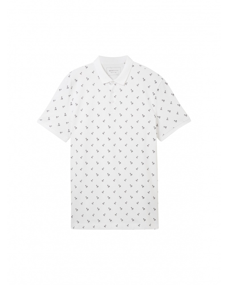Поло Men's Polo Shirt with Palm Pattern 1042114ХХ35505 Tom Tailor L Білий 1042114ХХ35505