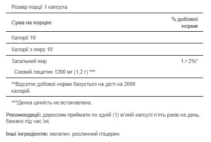 Софт гелеві капсули Soy Lecithin 1200 mg - 100 softgels 2022-10-1675