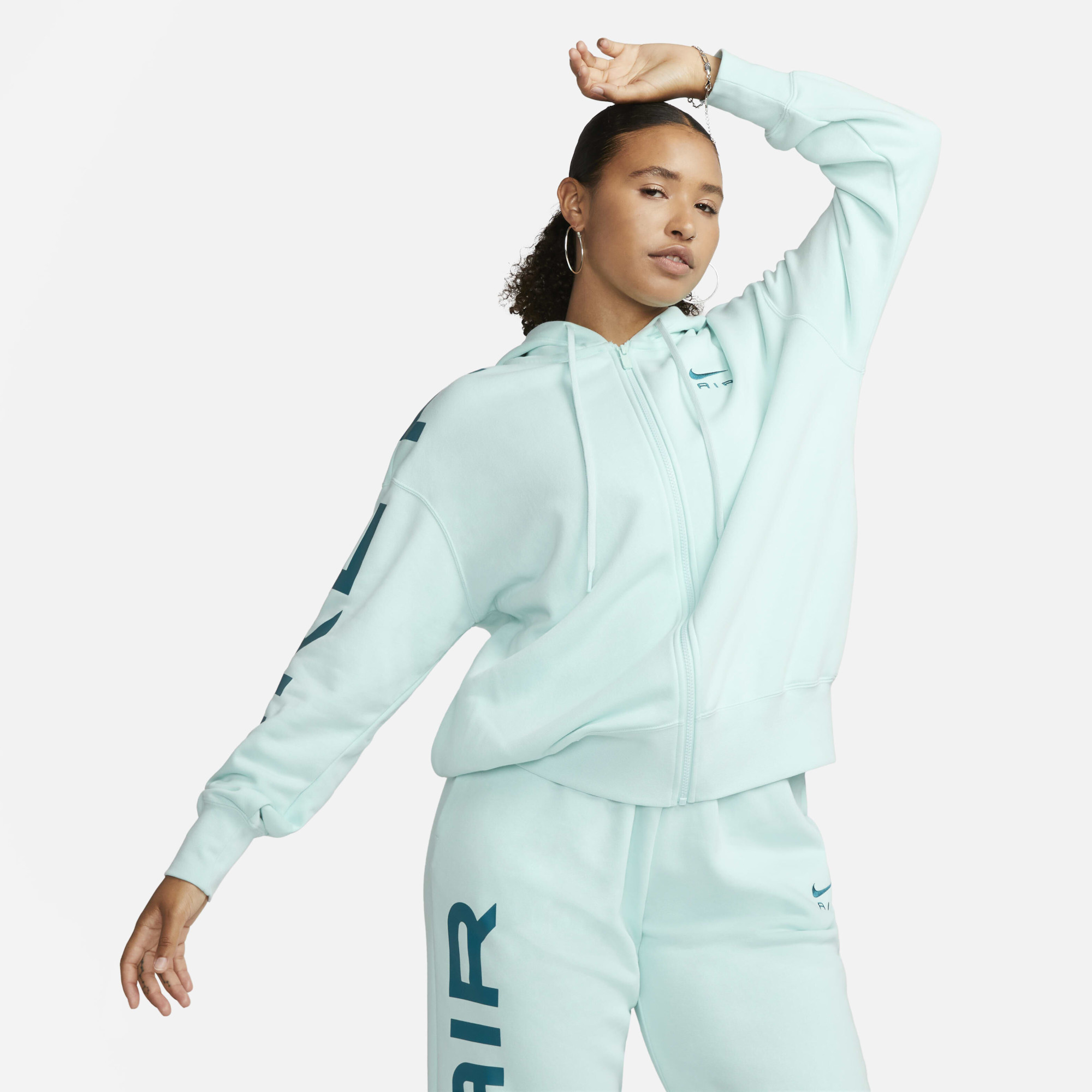 Толстовка жіноча Nike W Nsw Air Fleece Os Fz Hd Turquoise FB8047-346