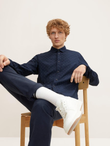 Сорочка paisley printed shirt 1032352-30549 Tom Tailor L Темно-синій 1032352-30549