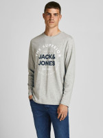 Футболка з довгими рукавами JJHERRO TEE LS CREW NECK 12188712-Light Grey Melange-Fit:REG Jack&Jones  12188712-LIGHT GREY MELAN