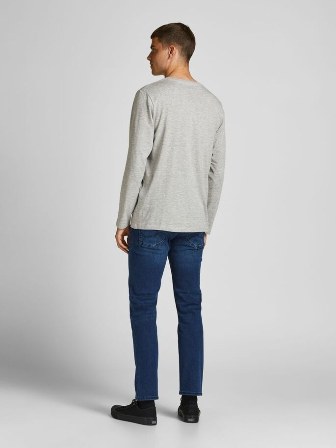 Футболка з довгими рукавами JJHERRO TEE LS CREW NECK 12188712-Light Grey Melange-Fit:REG Jack&Jones  12188712-LIGHT GREY MELAN