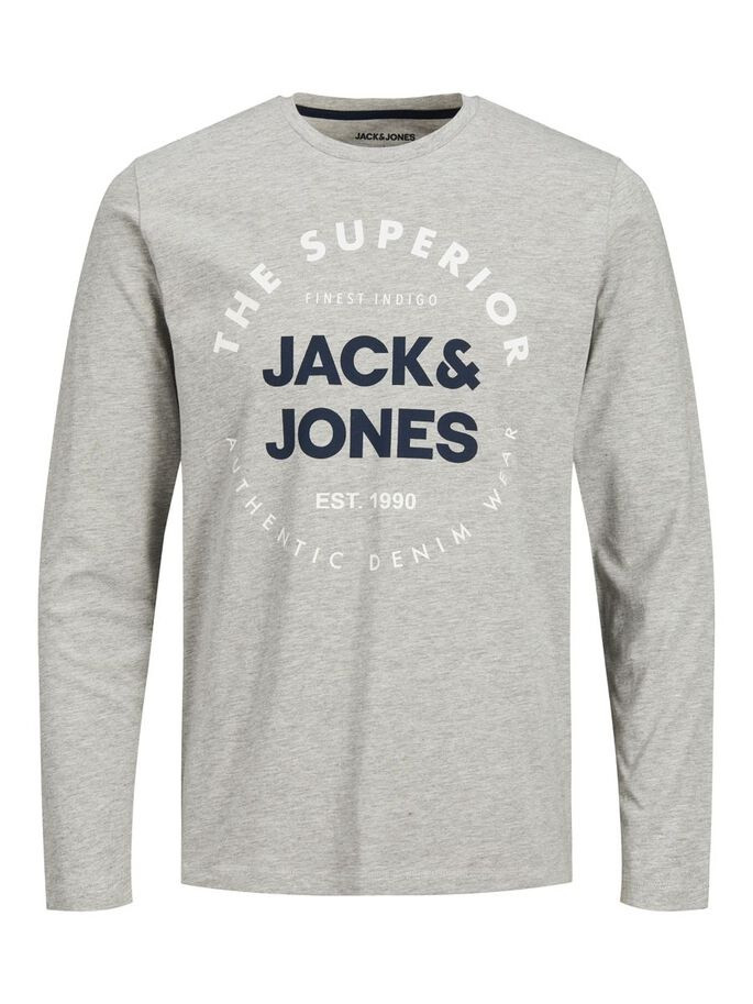 Футболка з довгими рукавами JJHERRO TEE LS CREW NECK 12188712-Light Grey Melange-Fit:REG Jack&Jones  12188712-LIGHT GREY MELAN