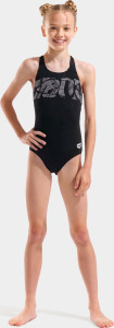 Купальник закритий для дівчат Arena GRAPHIC SWIMSUIT V BACK чорний, білий 128 см 006680-501