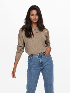 Пуловер ONLFIE LIFE L/S PULLOVER CC KNT 15232538-Camel ONLY L Бежевий 15232538-CAMEL-DETAIL:MEL