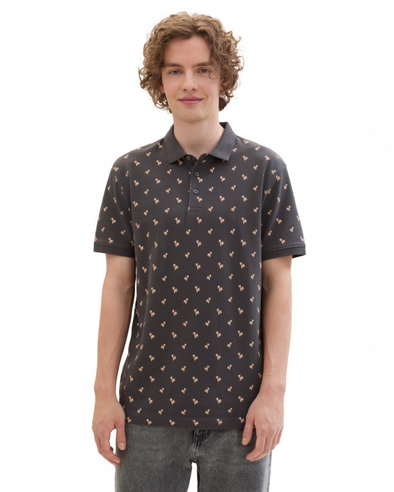 Поло Men's Polo Shirt with Palm Pattern 1042114ХХ35506 Tom Tailor L Темно-сірий 1042114ХХ3556