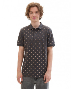 Поло Men's Polo Shirt with Palm Pattern 1042114ХХ35506 Tom Tailor L Темно-сірий 1042114ХХ3556