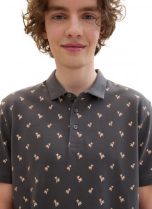 Поло Men's Polo Shirt with Palm Pattern 1042114ХХ35506 Tom Tailor L Темно-сірий 1042114ХХ3556