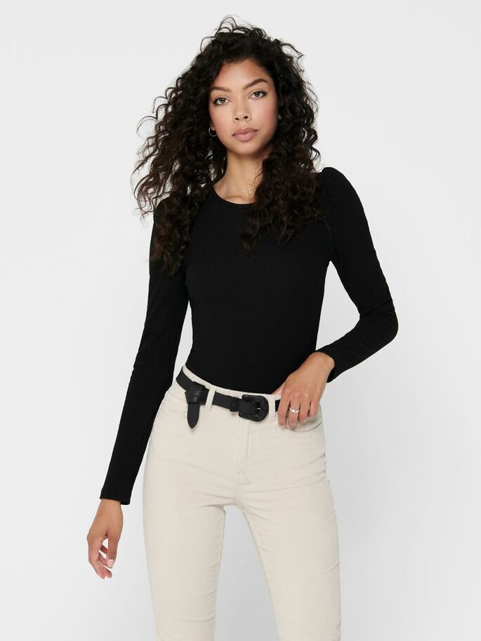Топ з рукавами ONLEMMA L/S PUFF TOP JRS 15222328-Black ONLY L Чорний 15222328-Black