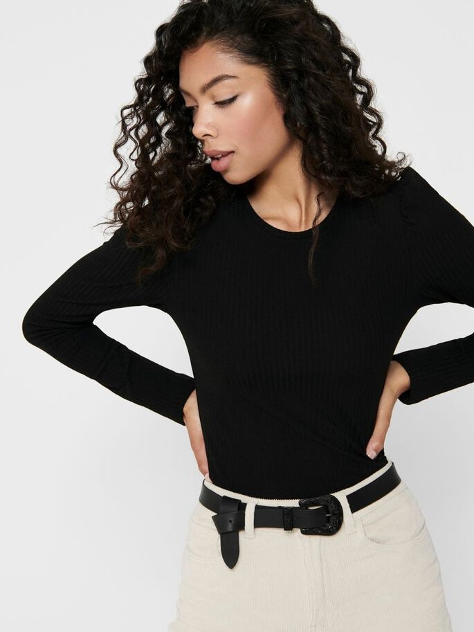 Топ з рукавами ONLEMMA L/S PUFF TOP JRS 15222328-Black ONLY L Чорний 15222328-Black