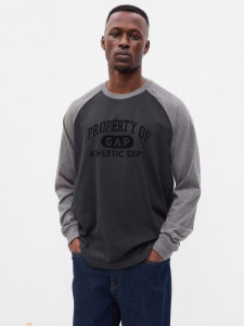 Футболка з довгим рукавом LONGSLEEVE RAGLAN TEE 765764-04 GAP XL Темно-сірий 765764-04
