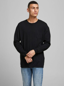 Футболка з довгими рукавами JORBRINK TEE LS CREW NECK 12186183 Black Jack&Jones L Чорний 12186183BLACK