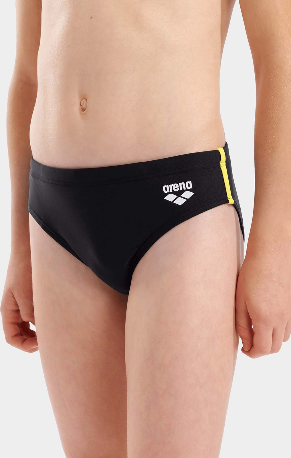 Плавки для хлопчиків Arena SWIM BRIEFS SOLID чорний, жовтий 128 см (008371-583) 008371-583