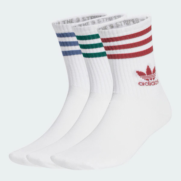 Шкарпетки Adidas CREW SOCK 3STR білий, червоний, зелений, синій Уні M (40-42) JI9471