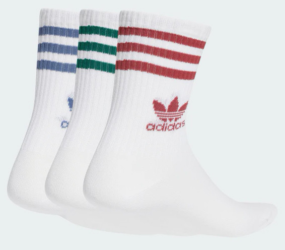 Шкарпетки Adidas CREW SOCK 3STR білий, червоний, зелений, синій Уні M (40-42) JI9471