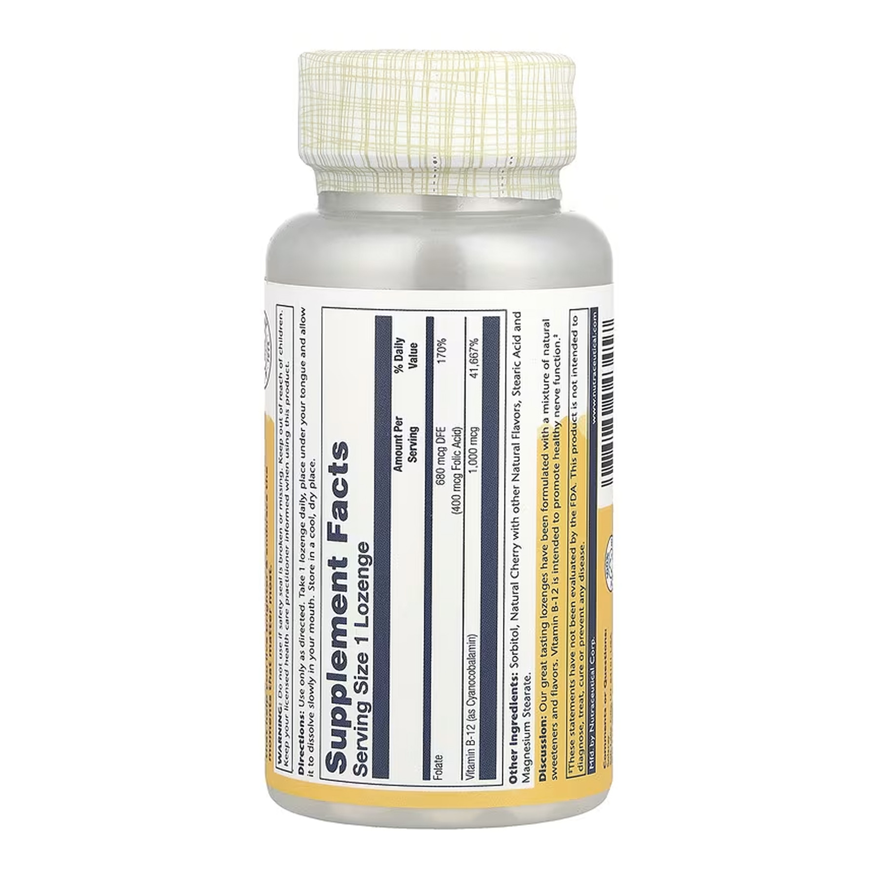 Капсули Solaray Vitamin B-12 1000mcg - 90 lozenges 2023-10-6741