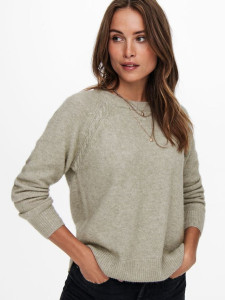 Пуловер ONLGABI LIFE L/S O-NECK PULLOVER CC KNT 15231424-Kalamata-Detail:W. MELANGE ONLY M Сірий 15231424-KALAMATA-DETAIL: