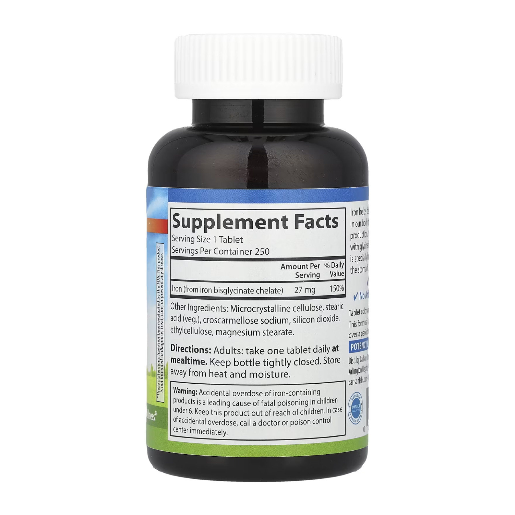 Таблетки Carlson Laboratories Chelated Iron - 250 tabs 2023-10-4570