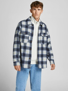 Куртка JOROLLIE CHECK SHIRT JACKET LS LN 12198798-Navy Blazer-Detail:/CHECK Jack&Jones L Темно-синій 12198798-NAVY BLAZER-DETA