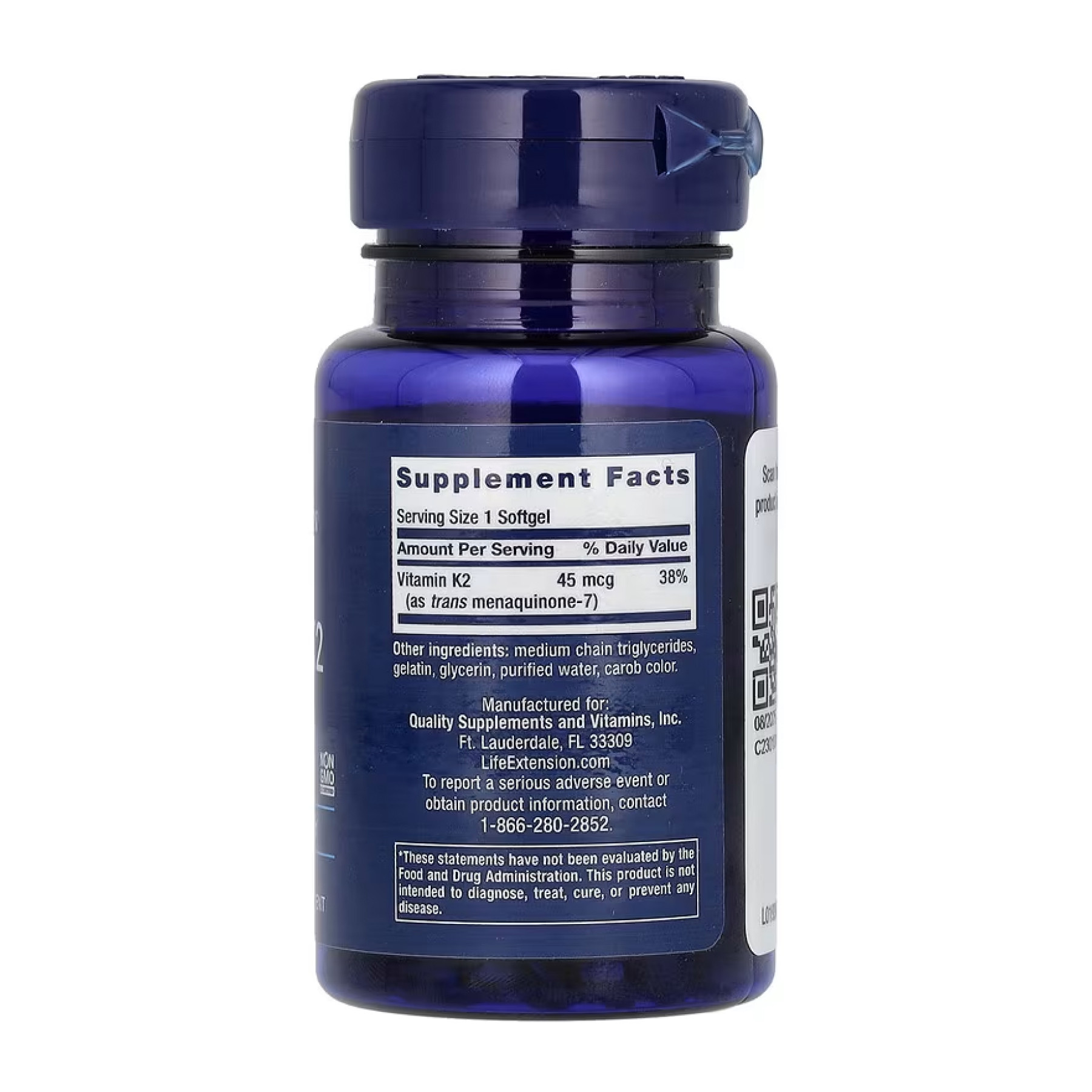 Софт гелеві капсули Life Extension Low Dose Vitamin K2 45 mcg - 90 softgels 2023-10-5209