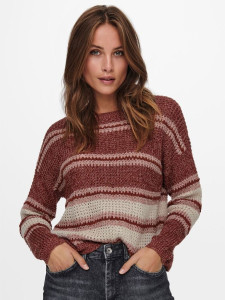 Пуловер ONLINA L/S PULLOVER CC KNT 15229820-Ash Rose-Detail:W. PUMICE STONE / ROATED ONLY L Бордовий 15229820-ASH ROSE-DETAIL: