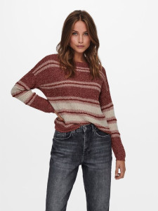 Пуловер ONLINA L/S PULLOVER CC KNT 15229820-Ash Rose-Detail:W. PUMICE STONE / ROATED ONLY L Бордовий 15229820-ASH ROSE-DETAIL: