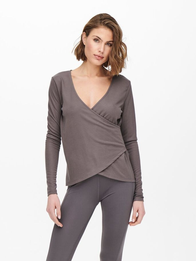 Топ із запахом ONPNORI LS WRAP TOP 15236598-Sparrow Only Play L Темно-коричневий 15236598-Sparrow