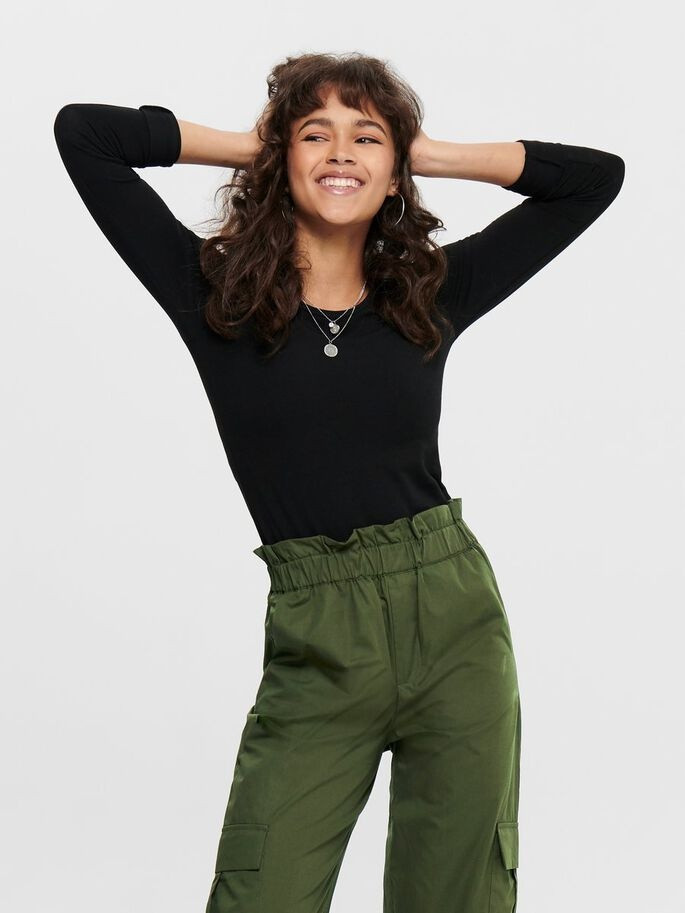 Футболка з довгими рукавами ONLLIVE LOVE LIFE L/S ONECK TOP NOOS JRS 15204712-Black ONLY M Чорний 15204712-Black