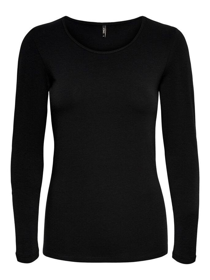 Футболка з довгими рукавами ONLLIVE LOVE LIFE L/S ONECK TOP NOOS JRS 15204712-Black ONLY M Чорний 15204712-Black
