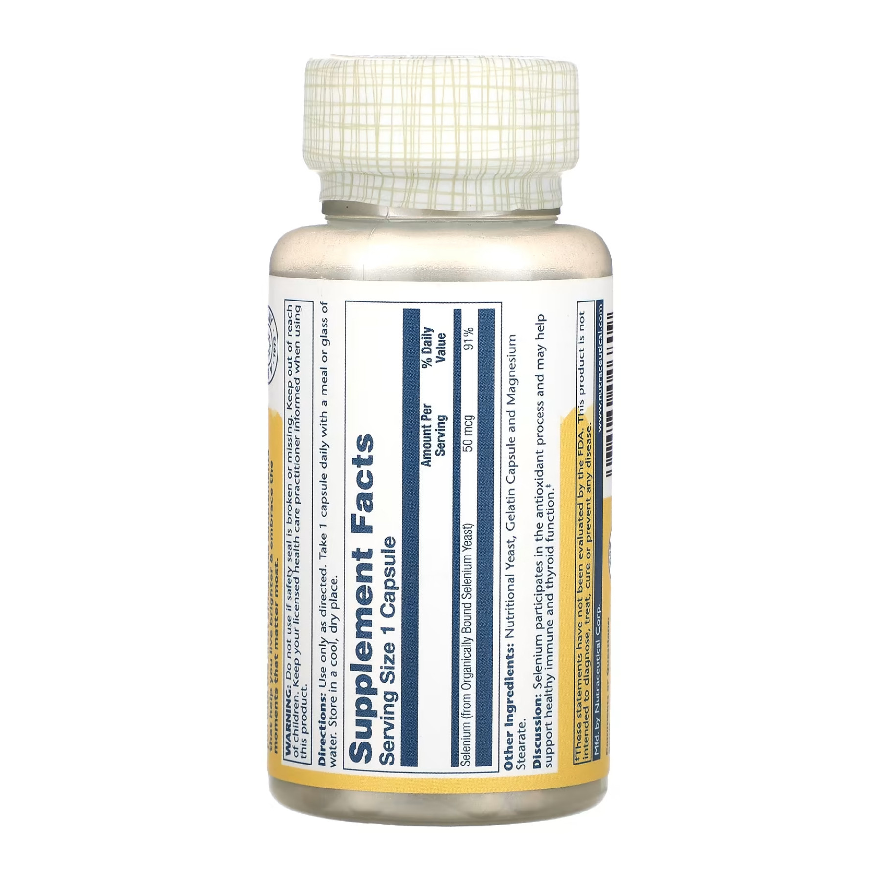 Капсули Solaray Selenium 50mcg - 100 caps 2023-10-3429