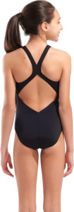 Купальник закритий для дівчат Arena MULTI COLOURS SWIMSUIT V BACK блакитний, чорний дитячий 164 см ( 009007-509