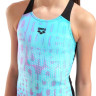 Купальник закритий для дівчат Arena MULTI COLOURS SWIMSUIT V BACK блакитний, чорний дитячий 164 см ( 009007-509