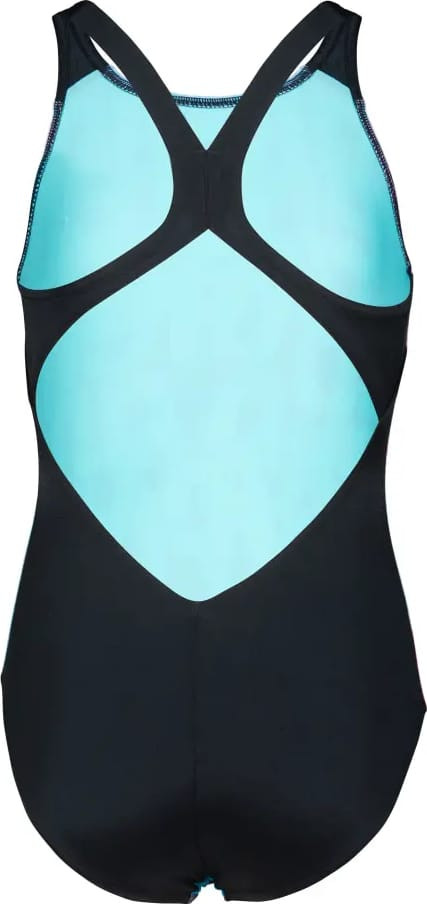 Купальник закритий для дівчат Arena MULTI COLOURS SWIMSUIT V BACK блакитний, чорний дитячий 164 см ( 009007-509