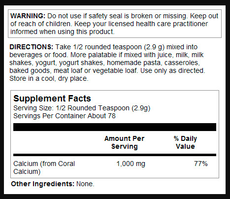 Рідина KAL Coral Calcium Powder 1000mg - 8oz (До 12.25) 2023-10-5669