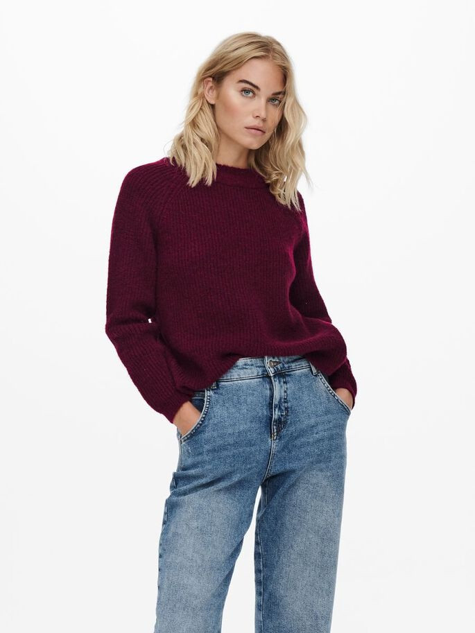 Пуловер ONLJADE L/S PULLOVER KNT NOOS 15179813-Merlot ONLY L Бордовий 15179813-MERLOT-DETAIL:W